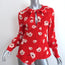 Derek Lam 10 Crosby Asymmetrical Blouse Red Floral Silk Size 2 Long Sleeve Top