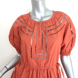 A.L.C. Tiered Midi Dress Maryn Burnt Orange Embroidered Cutout Cotton Size 0