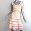 Herve Leger Scalloped A-Line Bandage Dress Ivory/Coral Size Small
