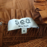 SEA Midi Dress Phoebe Brown Smocked Cotton Size Medium