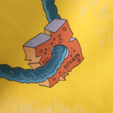 Hermes Bouteilles a la Mer by Pierre Peron 90cm Scarf Yellow Silk Twill