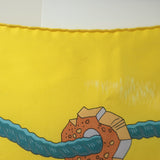 Hermes Bouteilles a la Mer by Pierre Peron 90cm Scarf Yellow Silk Twill