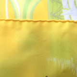 Hermes Bouteilles a la Mer by Pierre Peron 90cm Scarf Yellow Silk Twill