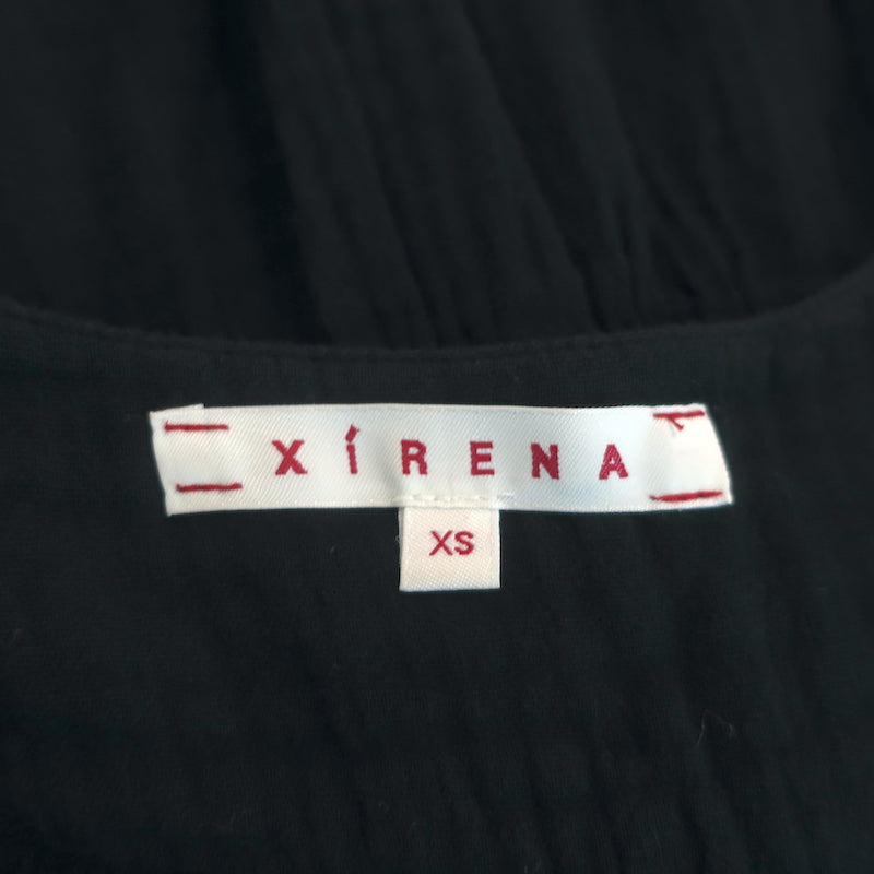 XIRENA Tiered Midi Dress Kendall Black Crinkled Gauze Size Extra Small