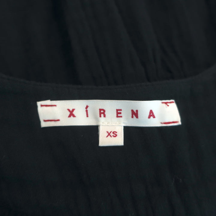 XIRENA Tiered Midi Dress Kendall Black Crinkled Gauze Size Extra Small