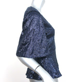 Rachel Zoe Clover Sequin Peplum Top Navy Size 4 Flutter Sleeve Blouse