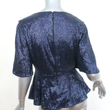 Rachel Zoe Clover Sequin Peplum Top Navy Size 4 Flutter Sleeve Blouse