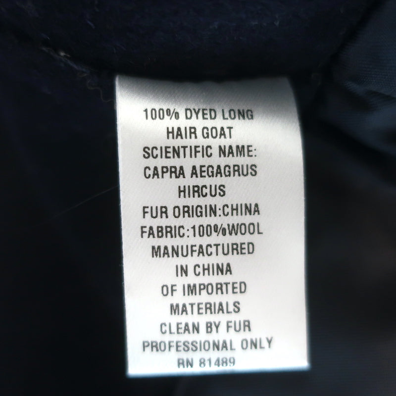 Barneys New York Goat Fur &amp; Wool Coat Navy Size Small NEW