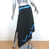 Paco Rabanne Asymmetric Wrap Skirt Black Zig Zag Print Jersey Size 42 NEW