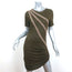 Roberto Cavalli Chain-Embellished Mini Dress Olive Ruched Jersey Size 44