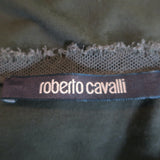 Roberto Cavalli Chain-Embellished Mini Dress Olive Ruched Jersey Size 44