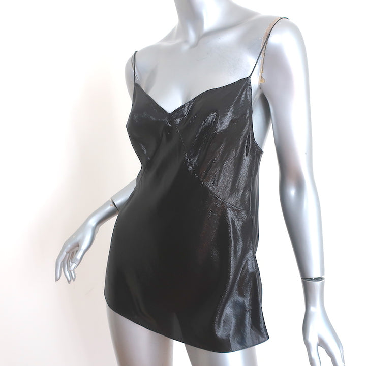 Saint Laurent Metallic Tank Top Black Silk-Blend Size 38