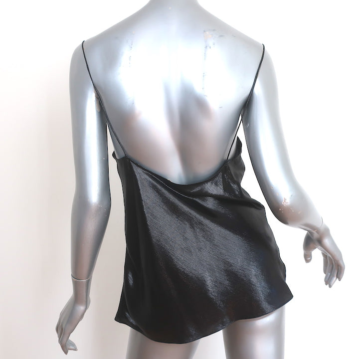 Saint Laurent Metallic Tank Top Black Silk-Blend Size 38
