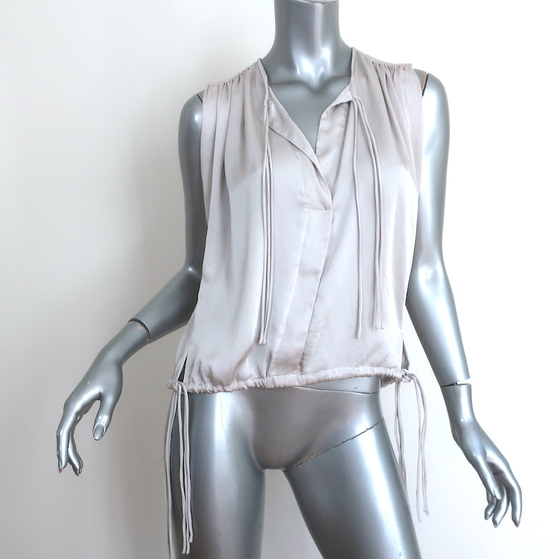 Isabel Marant Etoile Drawstring Top Hervey Silver Size 34 Sleeveless Blouse