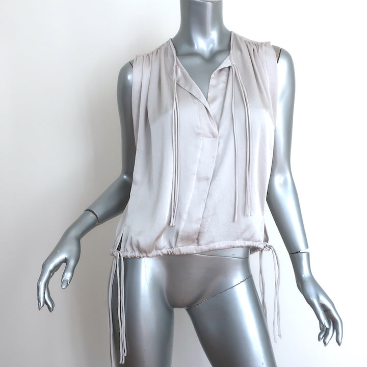 Isabel Marant Etoile Drawstring Top Hervey Silver Size 34 Sleeveless Blouse