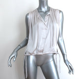 Isabel Marant Etoile Drawstring Top Hervey Silver Size 34 Sleeveless Blouse