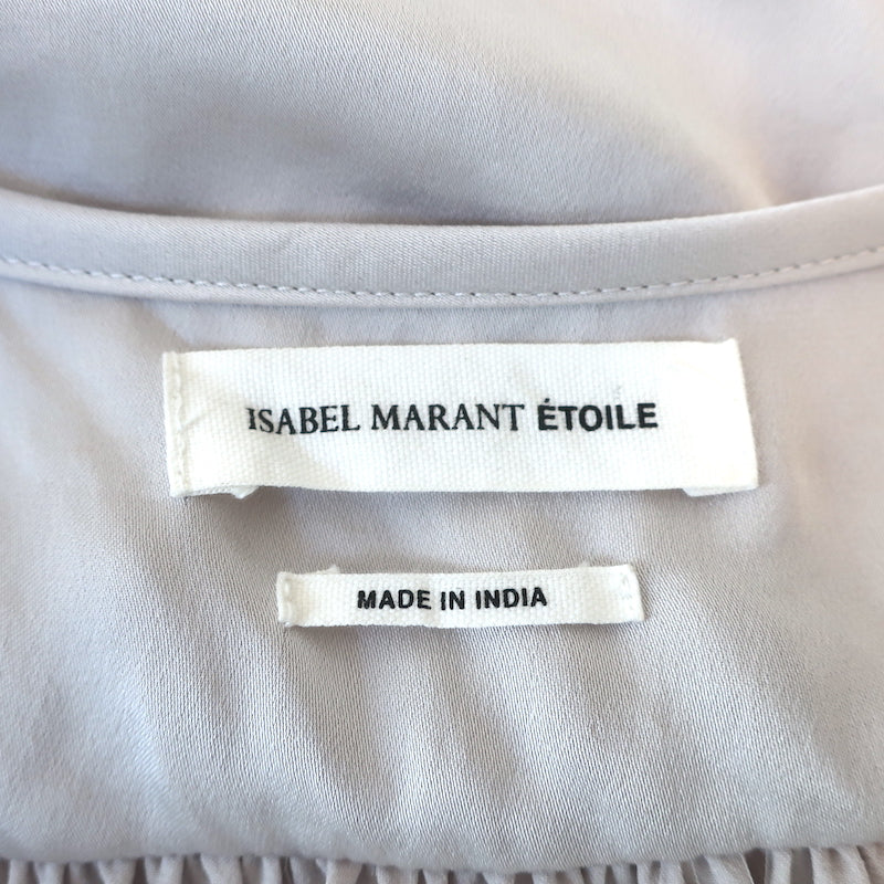 Isabel Marant Etoile Drawstring Top Hervey Silver Size 34 Sleeveless Blouse