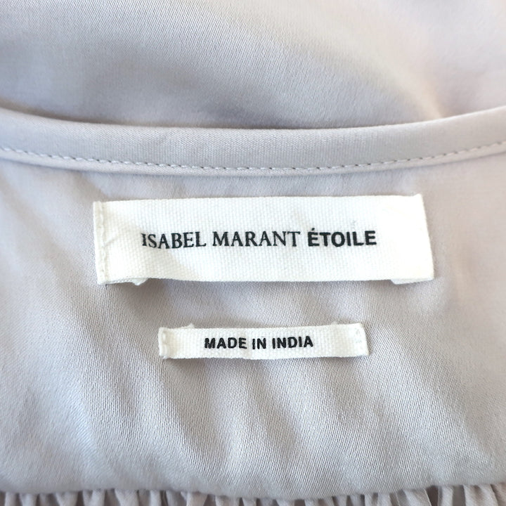 Isabel Marant Etoile Drawstring Top Hervey Silver Size 34 Sleeveless Blouse