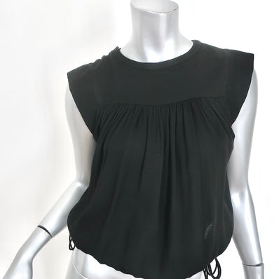Isabel Marant Etoile Tassel-Tie Top Neo Black Crepe Size 34 Sleeveless Blouse