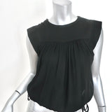 Isabel Marant Etoile Tassel-Tie Top Neo Black Crepe Size 34 Sleeveless Blouse