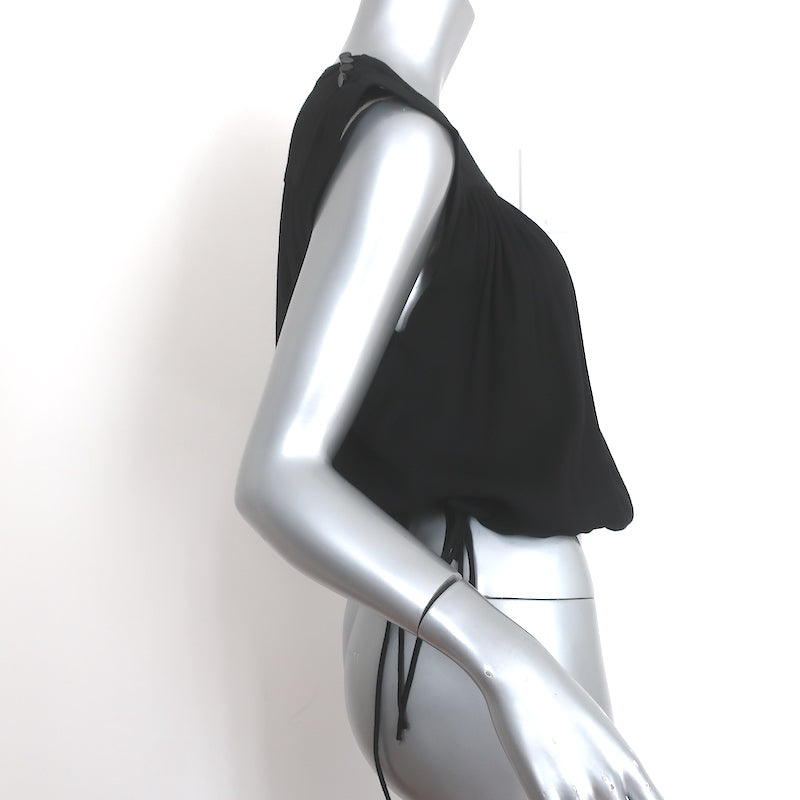 Isabel Marant Etoile Tassel-Tie Top Neo Black Crepe Size 34 Sleeveless Blouse