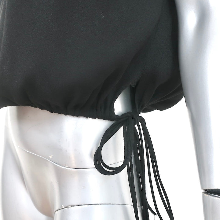 Isabel Marant Etoile Tassel-Tie Top Neo Black Crepe Size 34 Sleeveless Blouse