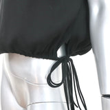 Isabel Marant Etoile Tassel-Tie Top Neo Black Crepe Size 34 Sleeveless Blouse