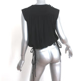 Isabel Marant Etoile Tassel-Tie Top Neo Black Crepe Size 34 Sleeveless Blouse