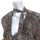 Zimmermann Keyhole Maxi Dress Black Floral Print Crepe Size 0 Long Sleeve