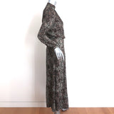 Zimmermann Keyhole Maxi Dress Black Floral Print Crepe Size 0 Long Sleeve