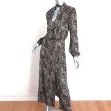 Zimmermann Keyhole Maxi Dress Black Floral Print Crepe Size 0 Long Sleeve