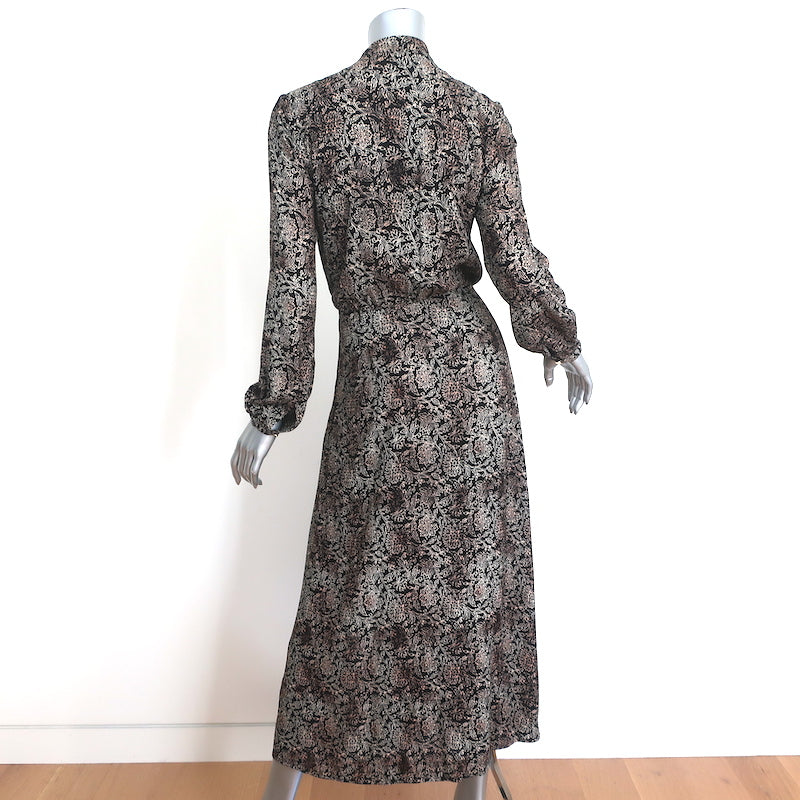 Zimmermann Keyhole Maxi Dress Black Floral Print Crepe Size 0 Long Sleeve