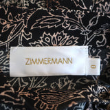 Zimmermann Keyhole Maxi Dress Black Floral Print Crepe Size 0 Long Sleeve