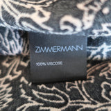 Zimmermann Keyhole Maxi Dress Black Floral Print Crepe Size 0 Long Sleeve