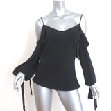 Juan Carlos Obando Amalfi Cutout Blouse Black Draped Silk Size 2
