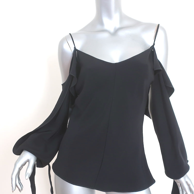 Juan Carlos Obando Amalfi Cutout Blouse Black Draped Silk Size 2