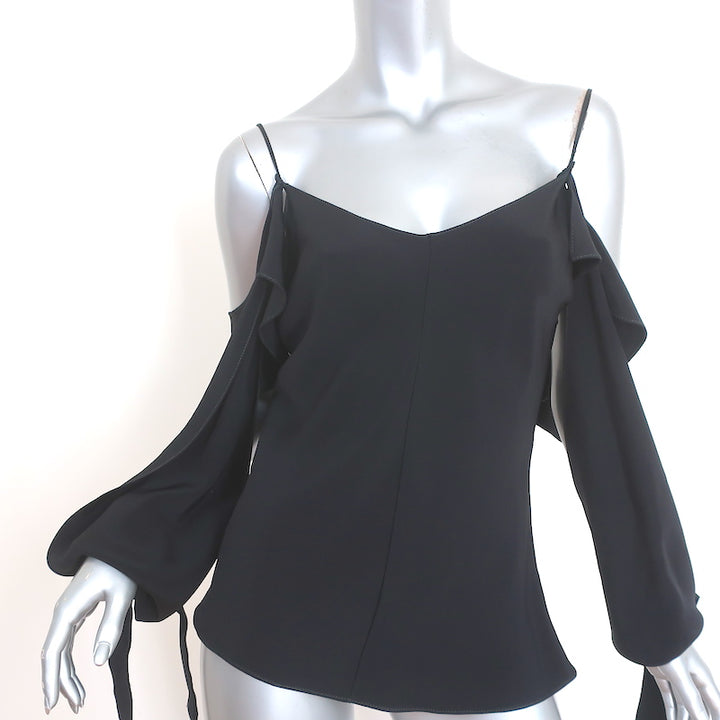 Juan Carlos Obando Amalfi Cutout Blouse Black Draped Silk Size 2