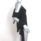 Juan Carlos Obando Amalfi Cutout Blouse Black Draped Silk Size 2