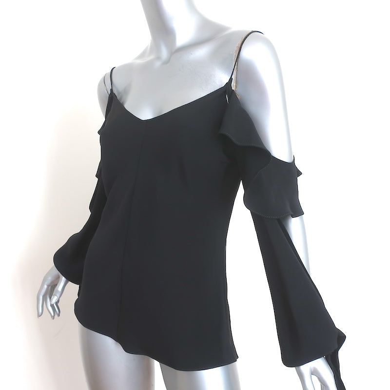 Juan Carlos Obando Amalfi Cutout Blouse Black Draped Silk Size 2