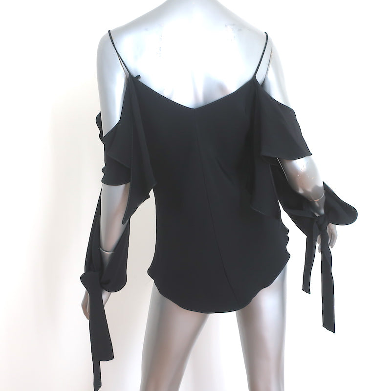 Juan Carlos Obando Amalfi Cutout Blouse Black Draped Silk Size 2