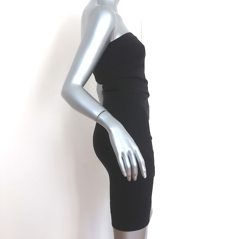 Donna Karan Strapless Mini Dress Black Stretch Silk Size US 4