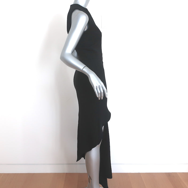 Juan Carlos Obando Cutout Asymmetric Dress Black Silk Size 4 Sleeveless Maxi