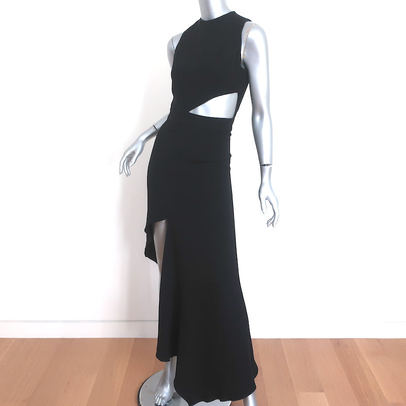 Juan Carlos Obando Cutout Asymmetric Dress Black Silk Size 4 Sleeveless Maxi