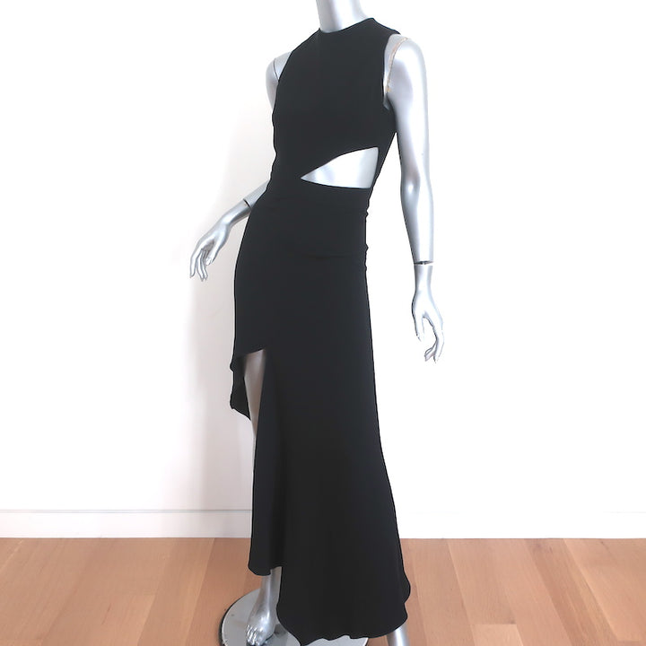 Juan Carlos Obando Cutout Asymmetric Dress Black Silk Size 4 Sleeveless Maxi