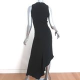 Juan Carlos Obando Cutout Asymmetric Dress Black Silk Size 4 Sleeveless Maxi
