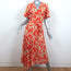 A.L.C. Asymmetric Belted Midi Dress Orange Printed Silk Size 4 Short Sleeve
