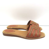 Rene Caovilla Crystal-Embellished Slide Sandals Deena Brown Leather Size 36