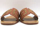 Rene Caovilla Crystal-Embellished Slide Sandals Deena Brown Leather Size 36