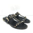 ASH Prince Studded T-Strap Sandals Black Leather Size 37 Flat Slides