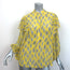 Saloni Ruffle Top Chloe Yellow Printed Silk Chiffon Size 4 Dolman Sleeve Blouse